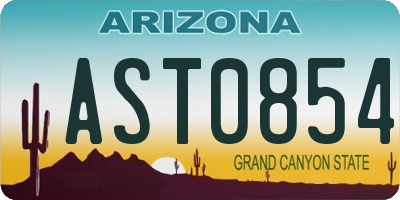 AZ license plate AST0854
