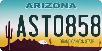 AZ license plate AST0858