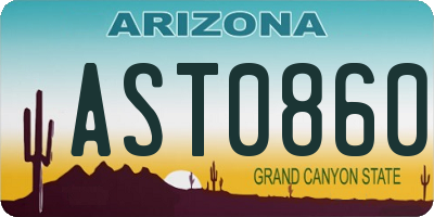 AZ license plate AST0860