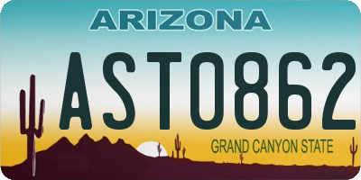 AZ license plate AST0862