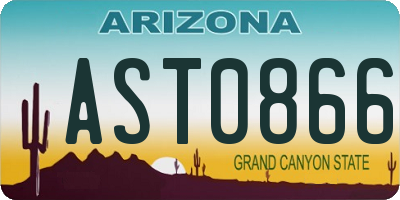 AZ license plate AST0866