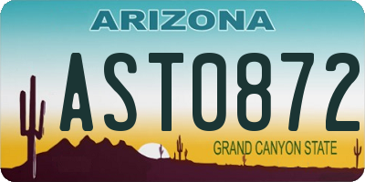 AZ license plate AST0872
