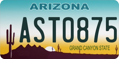 AZ license plate AST0875