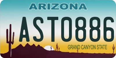 AZ license plate AST0886
