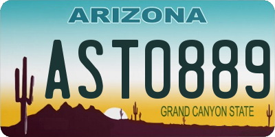 AZ license plate AST0889