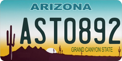 AZ license plate AST0892