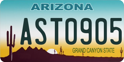 AZ license plate AST0905