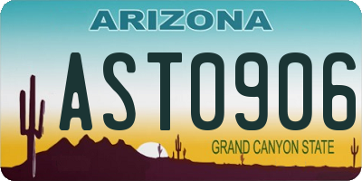 AZ license plate AST0906