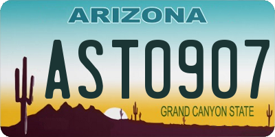 AZ license plate AST0907
