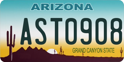 AZ license plate AST0908