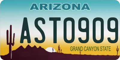 AZ license plate AST0909