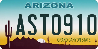 AZ license plate AST0910
