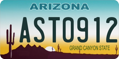 AZ license plate AST0912