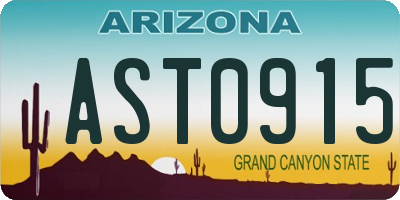 AZ license plate AST0915