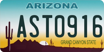 AZ license plate AST0916
