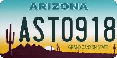 AZ license plate AST0918