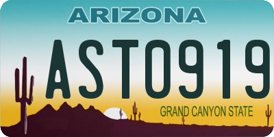 AZ license plate AST0919