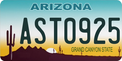 AZ license plate AST0925