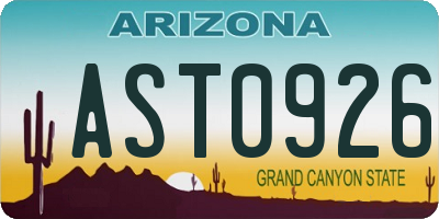 AZ license plate AST0926