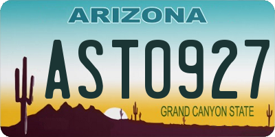 AZ license plate AST0927