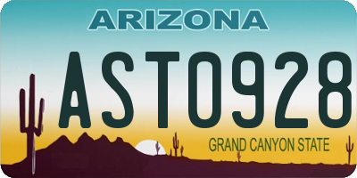 AZ license plate AST0928