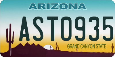 AZ license plate AST0935