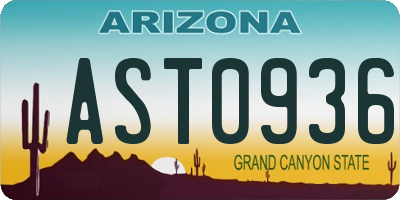 AZ license plate AST0936