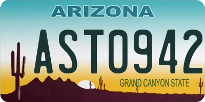 AZ license plate AST0942