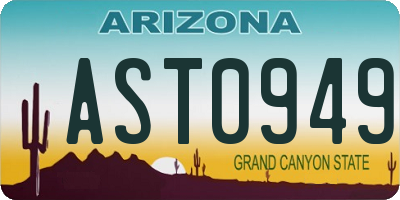 AZ license plate AST0949