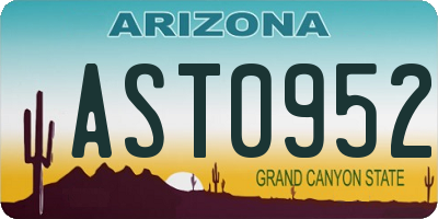 AZ license plate AST0952