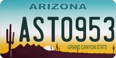 AZ license plate AST0953