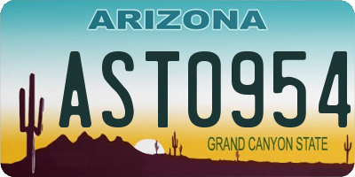 AZ license plate AST0954