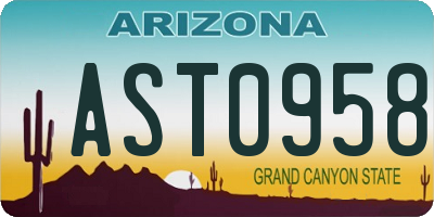 AZ license plate AST0958