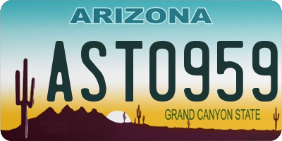 AZ license plate AST0959