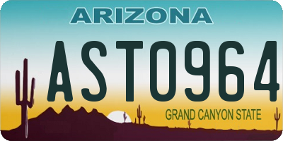 AZ license plate AST0964