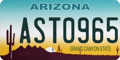 AZ license plate AST0965