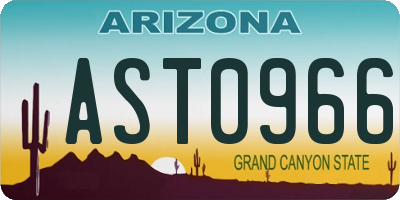 AZ license plate AST0966