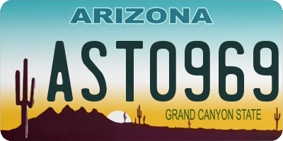 AZ license plate AST0969