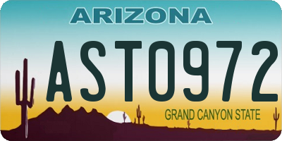 AZ license plate AST0972
