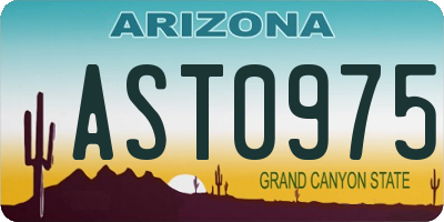 AZ license plate AST0975