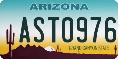 AZ license plate AST0976