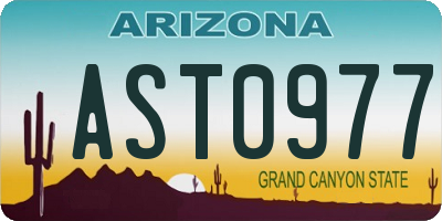 AZ license plate AST0977