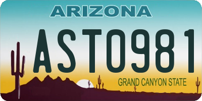 AZ license plate AST0981