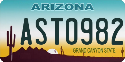 AZ license plate AST0982