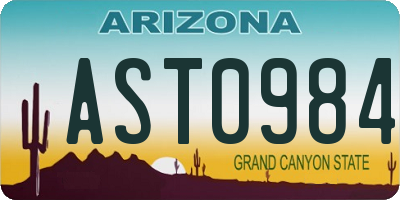 AZ license plate AST0984