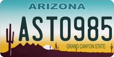 AZ license plate AST0985