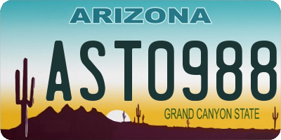 AZ license plate AST0988