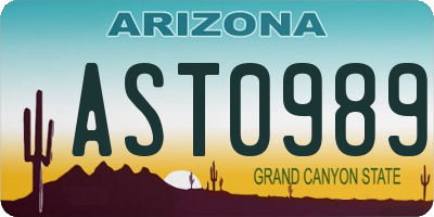 AZ license plate AST0989