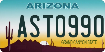 AZ license plate AST0990