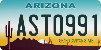 AZ license plate AST0991